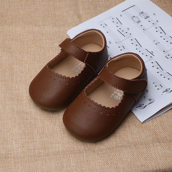 Girls' leather shoes retro style spring and autumn new children's princess shoes soft sole genuine leather baby girls' shoes single shoe 