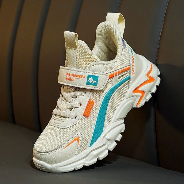 Summer mesh breathable children's shoes, boys' sports shoes, primary school students, middle school students, big boys, white small white shoes 