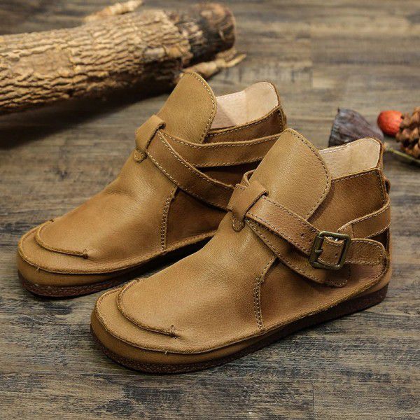 Autumn and Winter New Art Retro Martin Boots Women's Genuine Leather Cotton Boots Sen Series Boots 
