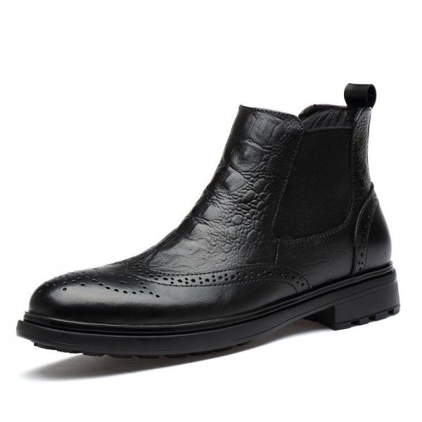 Autumn and Winter New High Top Men's Business Pointed Leather Shoes Crocodile Pattern Men's Boots Cowhide Men's Shoes Martin Boots 