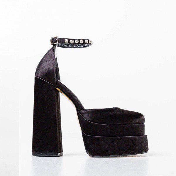 New thick high heels, candy colored single shoes, thick soled women's shoes 
