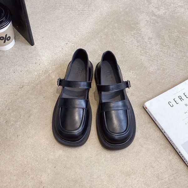 Brown Slip-on shoe Mary Jane women's shoes Flat single shoes Small leather shoes Autumn new style retro college style soft soles 