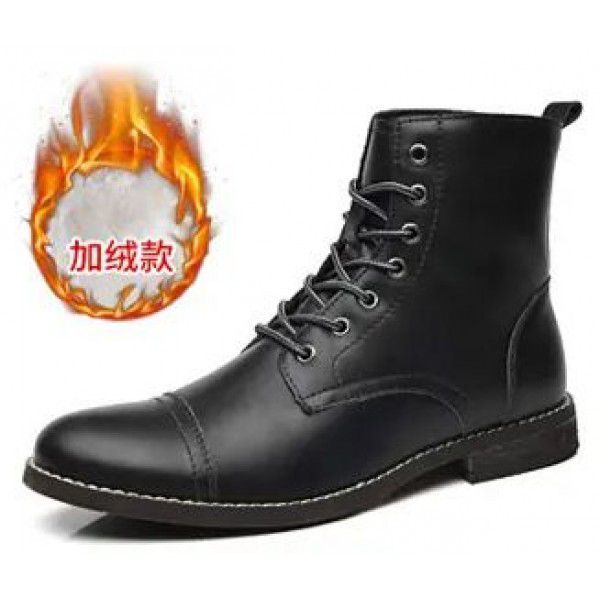 Autumn and Winter Martin Boots Fashion Large Pointed Retro Leather Boots High Top British Casual Men's Shoes 