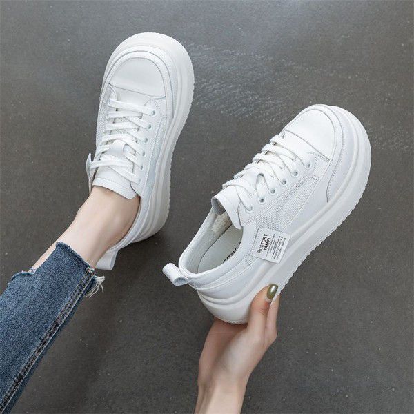 Summer New Genuine Leather Mesh Shoes Thick Sole Casual Versatile Sports Little White Shoes for Women 