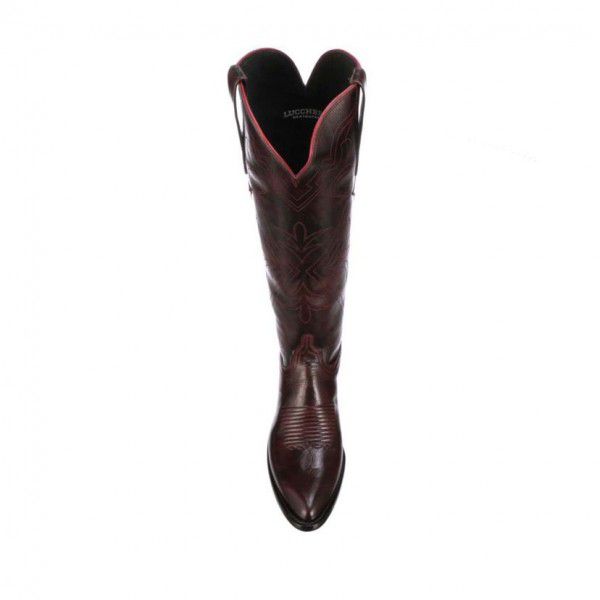 Vintage embroidered solid color long boots, pointed men's knight boots 