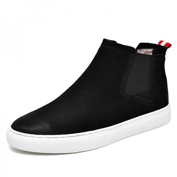 Autumn and Winter New Men's Fashion Brushed Color Anti Fleece Frosted Genuine Leather Mid Top Casual Leather Boots Comfortable Plus Fleece Footwear 