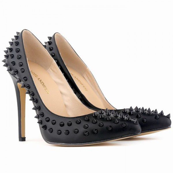 Lorantine pointed matte rivet thin high heels nightclub women's shoes wedding banquet ball shoes 