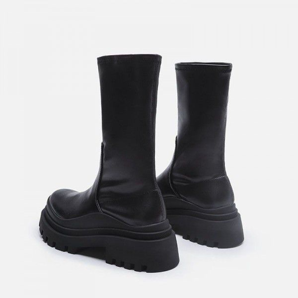 Summer Martin Boots Female English Style Small Chelsea Thick Sole Boots Tall and Slim Short Boots 