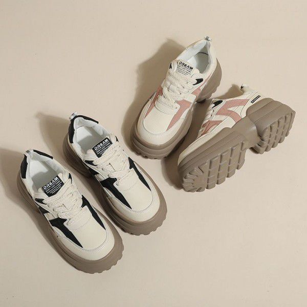 Thick soled spring new style sponge cake shoes for women's versatile and elevated sports casual shoes 
