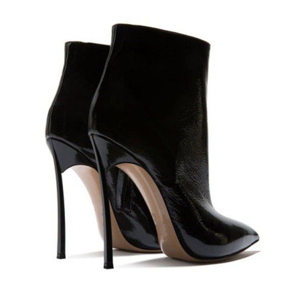 Pointed slim high heel side zippered short boots 