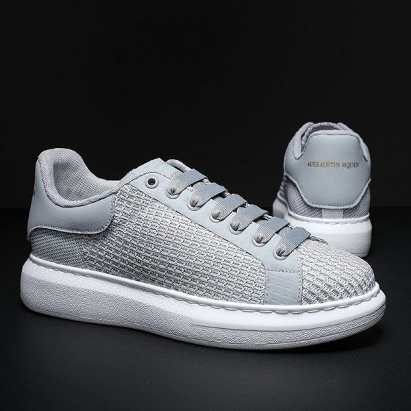 Breathable hollow out small white shoes for men's spring new thick soles, elevated sports couple shoes, casual women's shoes 