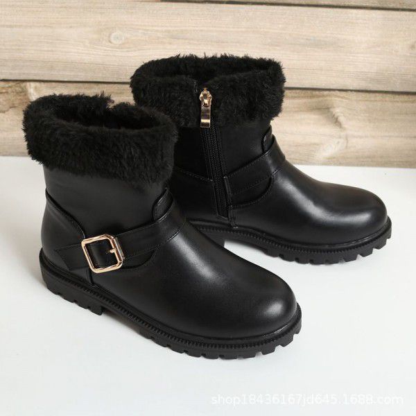 Girls' Boots New Short Boots Women's Treasure Princess Martin Boots Children's Autumn and Winter Shoes Children's Shoes Leather and Fur One Piece 