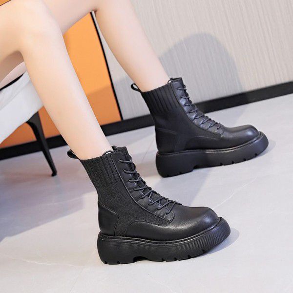 High cut flat bottomed woolen cuffs Chelsea versatile short boots with winter plush thick sole elasticity 
