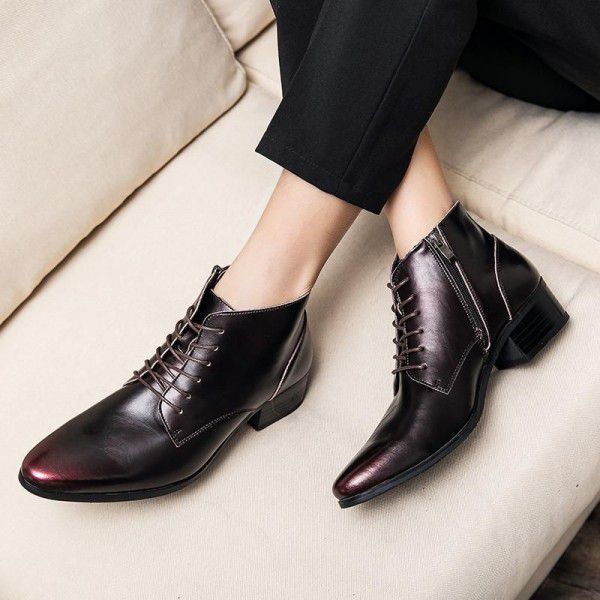 Autumn and Winter Business Casual Leather Shoes Men's High Top Shoes Pointed Hair stylist Shoes Cowhide Short Boots Martin Boots Men's Boots Leather Boots 
