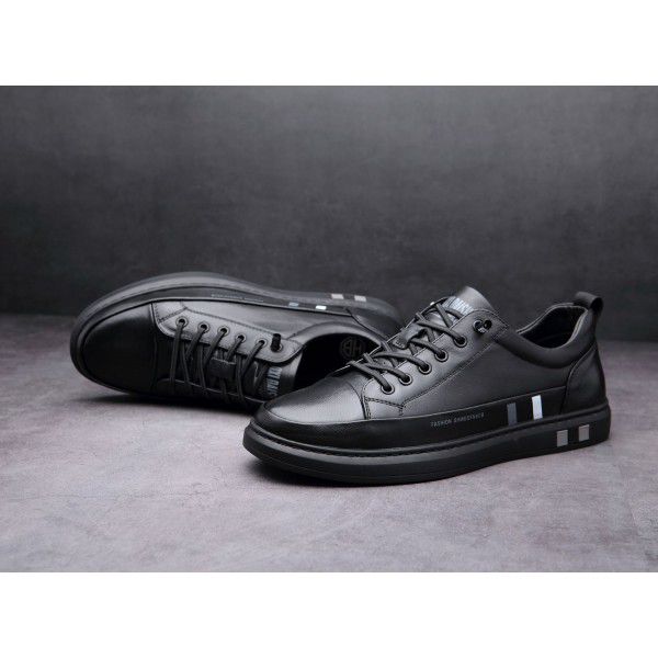 Spring new top layer cowhide casual shoes simple and versatile board shoes Fast fashion men's casual shoes leather men's shoes 