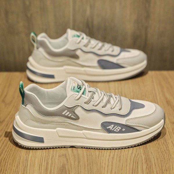 Spring and Summer Men's Sports Shoes Fashion Versatile Thick Sole Breathable Hollow Running Shoes Mesh Dad Shoes 