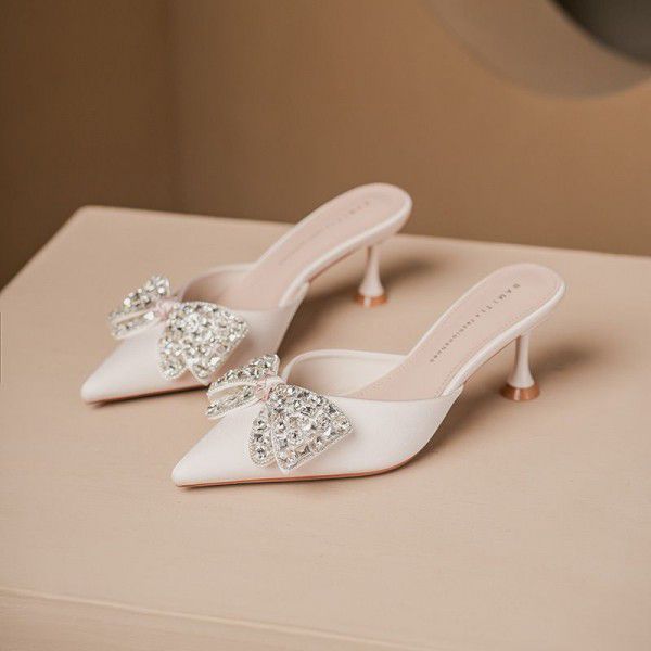 Advanced High Heel Baotou Half Slippers Women's Sa...