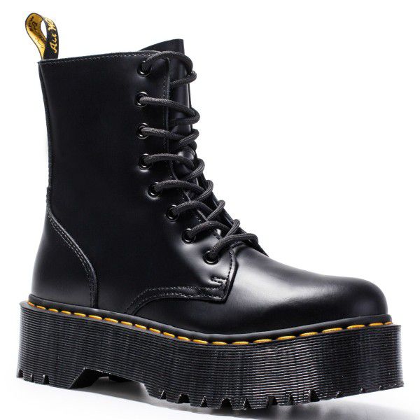Thick soled 8-hole Martin boots with side zipper British women's short boots, muffin bottoms, lace up work boots 