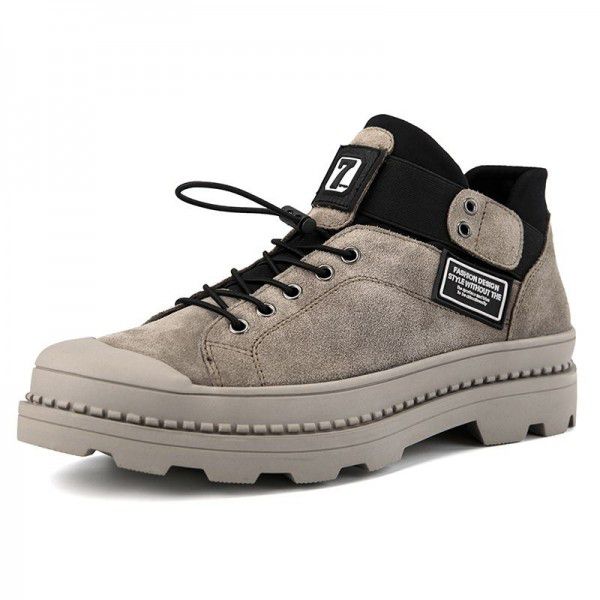 Autumn and winter plush warm Martin boots for men's business leather shoes, high top cotton boots 