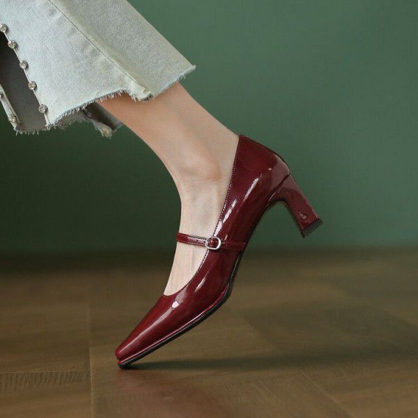 Summer New Square Head High Heels Women's Shallow ...