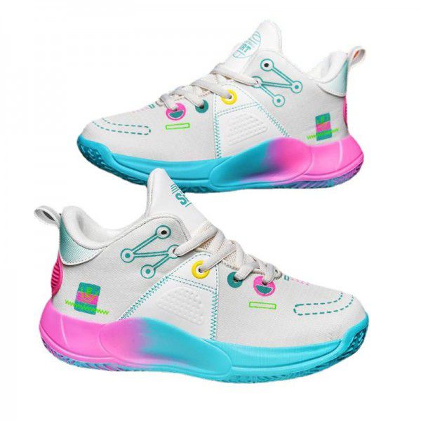 Children's Basketball Shoes Summer New Boys' Sports Shoes Medium to Large Children's Mesh Breathable Running Shoes Boys' Football Shoes 