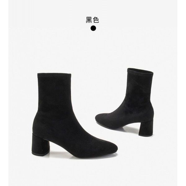 Short Boots New Short Boots Women's Autumn Winter Thick Heel Thick Sole Thin Short Medium Chelsea Boots 