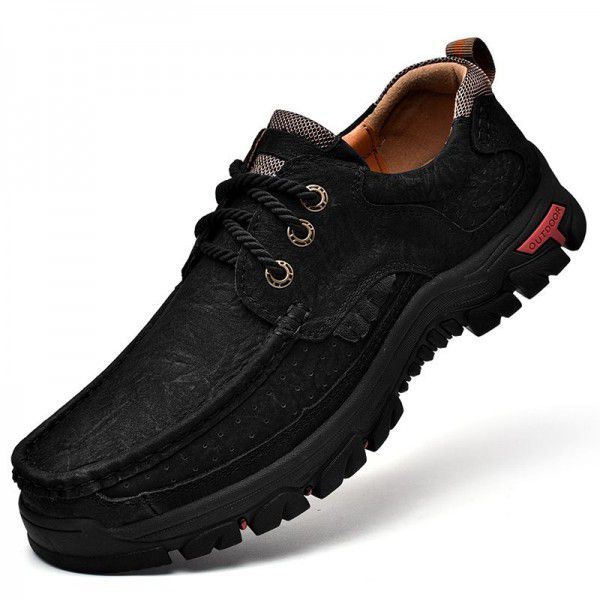 Men's shoes genuine leather thick sole wear-resistant men's leather shoes outdoor leisure hiking shoes 
