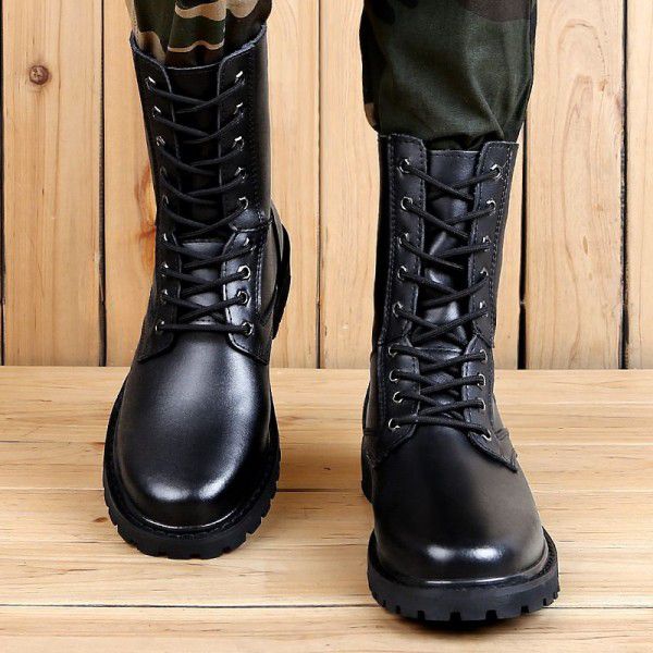 Large Autumn and Winter Men's Martin Boots Retro High Top Men's Shoes Snow Single Boots Warm and Velvet Cotton Shoes High Sleeve Long Boots Men 