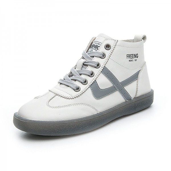 Spring New Genuine Leather Versatile Flat Bottom Sports Casual Board Shoes Cow Rib Small White Shoes 