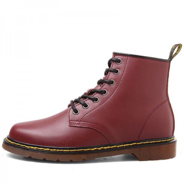 High cut Martin boots with leather lining for men's shoes, plush cotton for autumn and winter, British large toe work clothes for men's shoes 