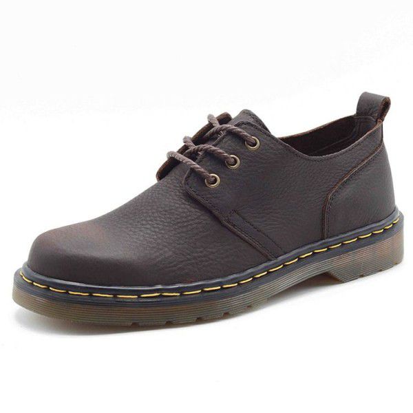 Martin boots men's top layer cowhide low top casual men's shoes leather shoes new wear-resistant work clothes shoes 