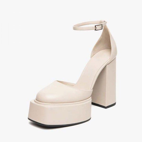 New High Heels Women's Thick Heels Waterproof Platform Super High Heels Waterproof Platform Single Shoes Women's Hollow Sandals Women 