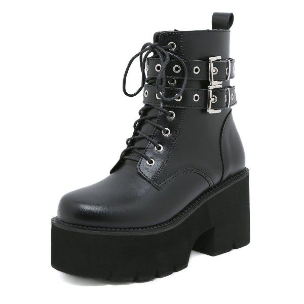Autumn Thick Heel Waterproof Platform Martin Boots...