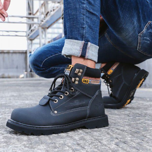 Men's Martin boots, large toe work attire boots, r...