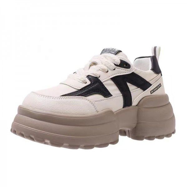 Thick soled spring new style sponge cake shoes for women's versatile and elevated sports casual shoes 