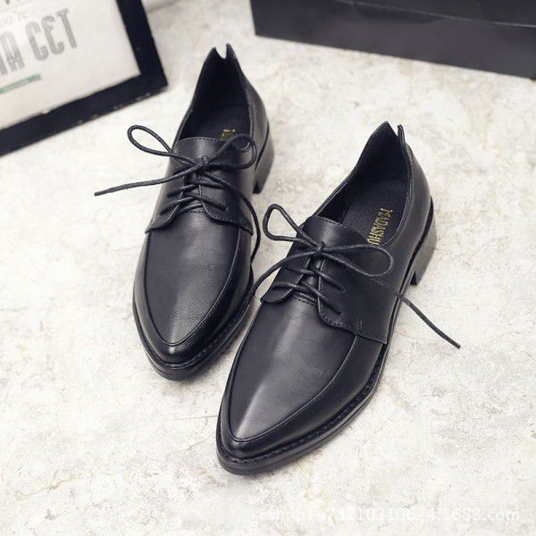 Spring and Autumn Block Women's Shoes British Lace...