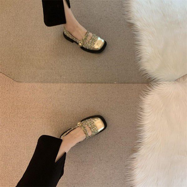 Spring and Autumn New Vintage Thick Sole Thick Hee...