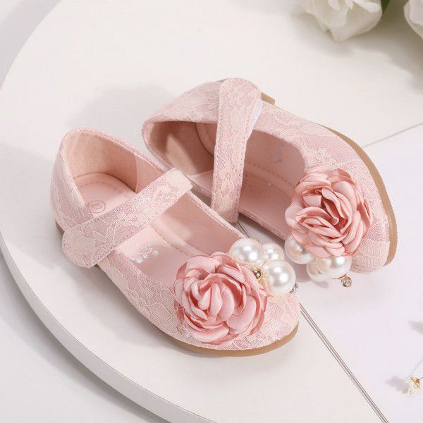 Girls' Princess Shoes Children's Leather Shoes Flower Dress Baby Shoes 
