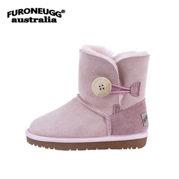 Autumn and Winter Parent-child Warm Children's Snow Boots Anti slip Cow Rib Sole Mid Sleeve Girls' Leather Boots Cotton Boots 