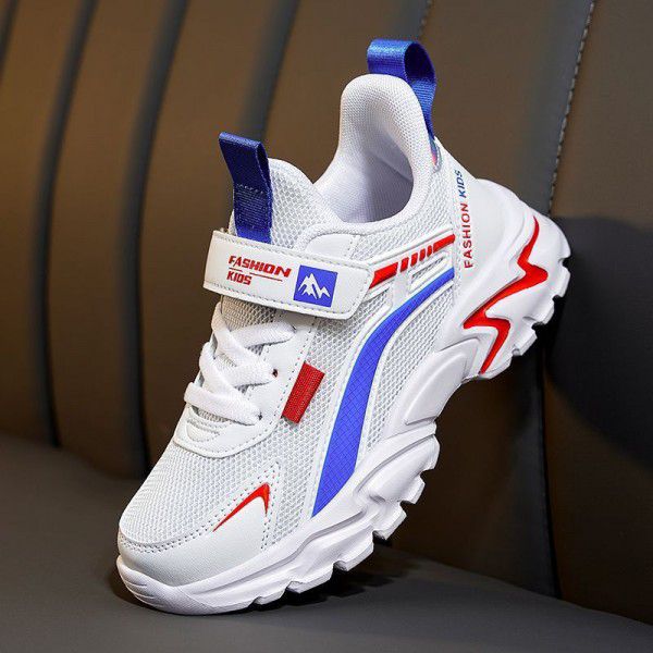 Summer mesh breathable children's shoes, boys' sports shoes, primary school students, middle school students, big boys, white small white shoes 