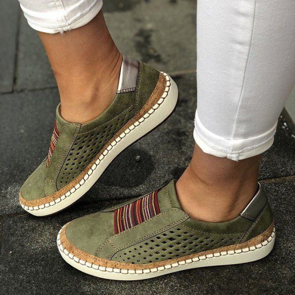 Women's shoes flat bottom color matching Slip-on s...