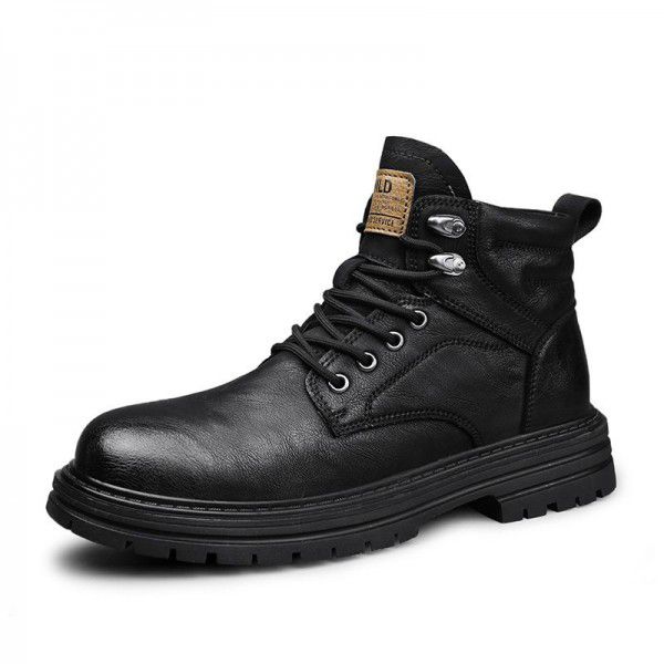Martin Boots Men's Autumn and Winter High Top British Style Casual Leather Shoes Men's Short Boots New Versatile Trend in Work Wear Boots 