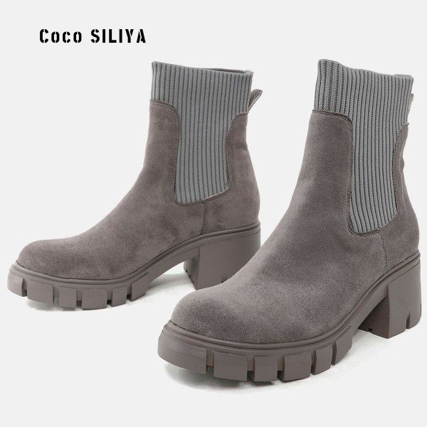 Autumn and Winter New Socks, Boots, Thick Heels, Thick Sole Martin Boots, Women's Large Ankle Boots, Women's 