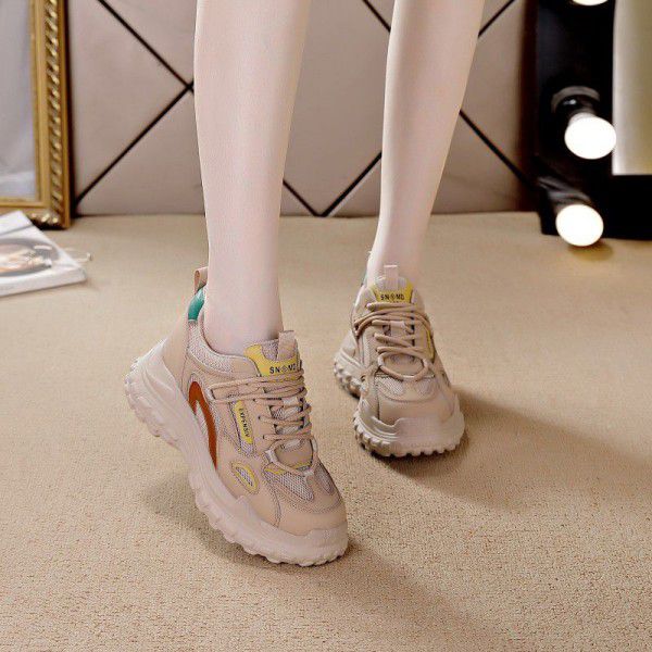 Spring New Versatile Retro Sports Shoes Thick Sole Breathable Women's Shoes 