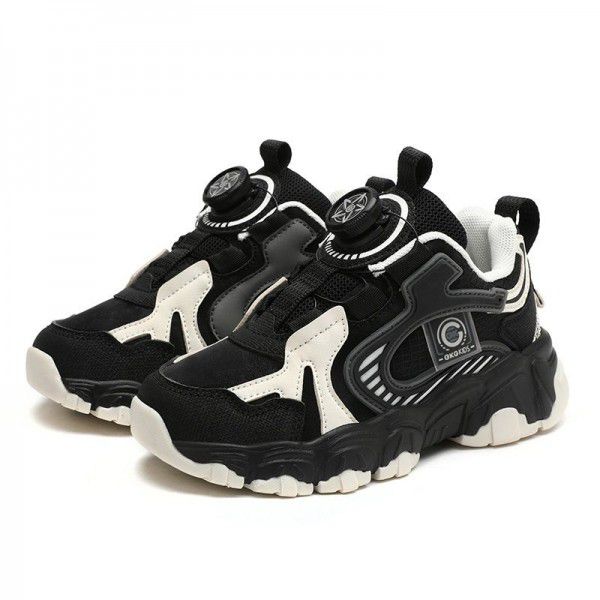 Girls' Children's Shoes Spring and Autumn New Girls' Sports Shoes: Big Children's Knob Children's Running Shoes 