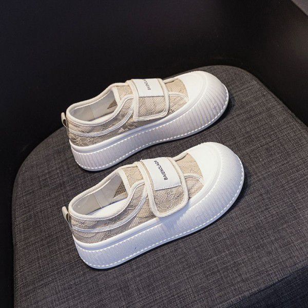 New Fisherman's Shoes Lace Mesh Thick Sole Biscuit Board Shoes Versatile for the Small and Casual Big Head Bread Shoes 