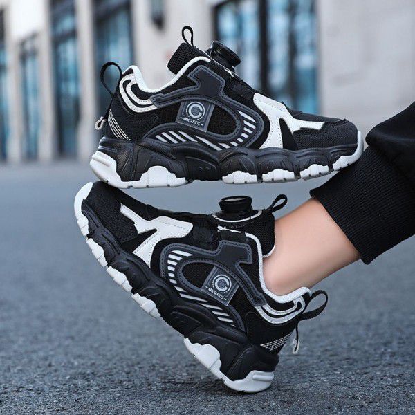 Girls' Children's Shoes Spring and Autumn New Girls' Sports Shoes: Big Children's Knob Children's Running Shoes 
