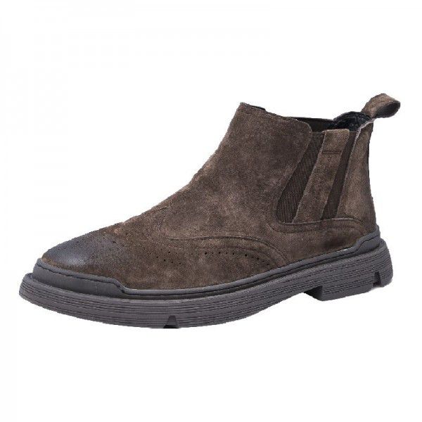 Autumn and winter men's work boots, youth men's shoes, pig leather, British outdoor suede, plush Martin boots, men's 