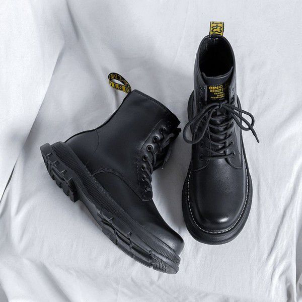 Martin Boots Men's Autumn High Top British Motorcycle Leather Boots Mid Top Retro Men's Work Boots 