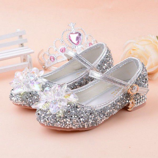 Girls' Princess Shoes, Single Shoes, Fashion Show, Leather Shoes, Model Show, Children's High Heels, Children's Crystal Shoes 